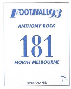 1993 Select AFL Stickers #181 Anthony Rock Back